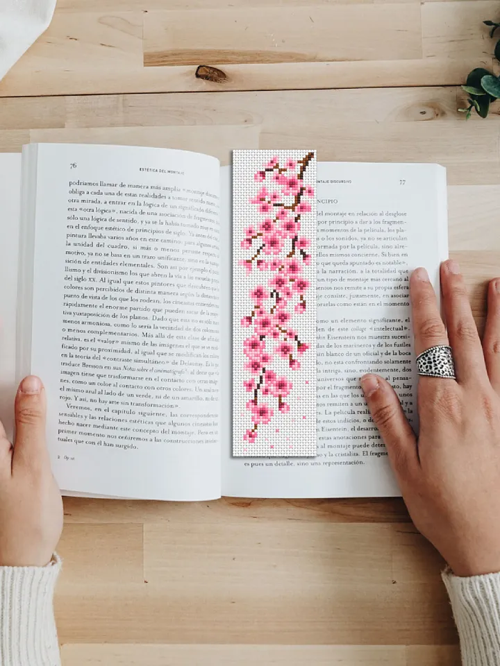 Flower bookmark set cross stitch pattern PDF download Floral bookmark for women, Bookmark pattern digital PDF Lavender, Sakura, Cotton #B265