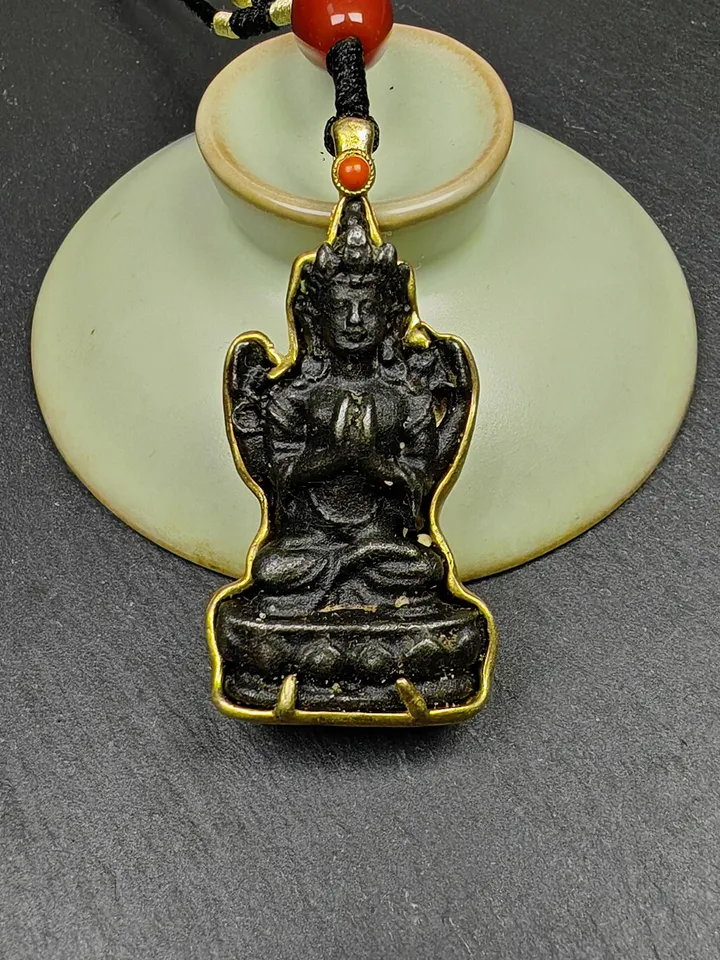 Handmade Tibetan Buddha Statue Amulet,Vintage Protective Charm,Shakyamuni,Amidabha,Jambhala,Guru Rinpoche,Chenrezig,Medicine Buddha Pendant
