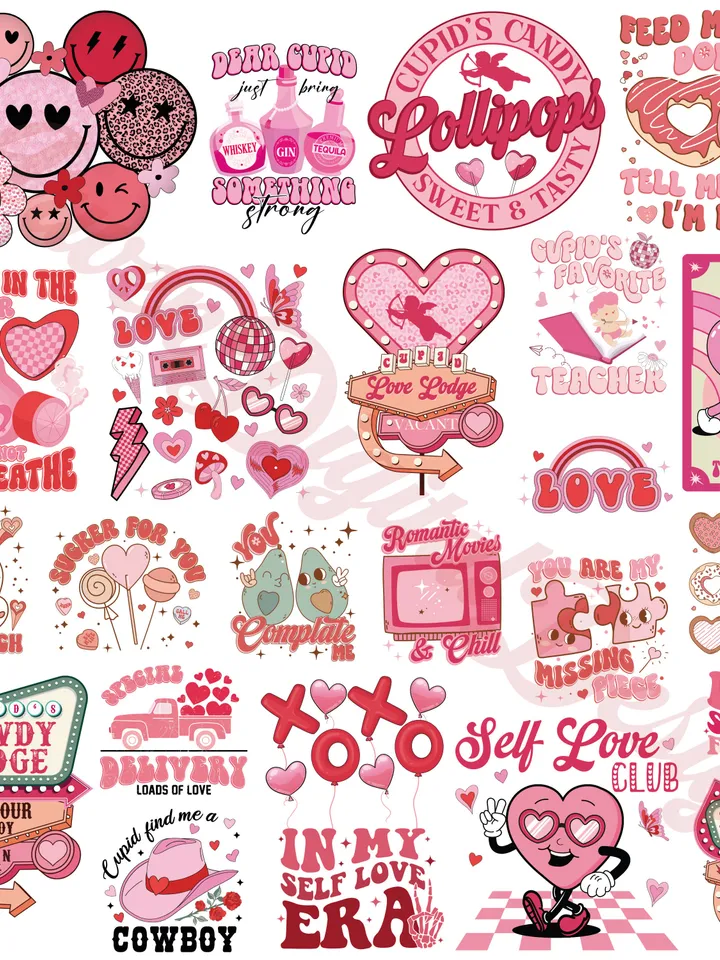 Retro Valentine Png Bundle, Groovy Valentine Png, Valentine Png, Love XOXO Png, Be Mine Png, Valentine Designs Png, Better Together Png
