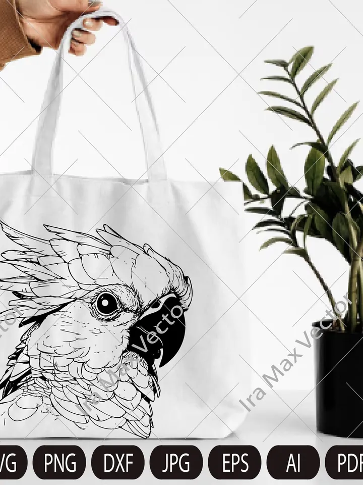 Cockatoo svg file, Cockatoo head, Cockatoo parrot, Cockatoo cut file, Animal Face, Australia svg, Cockatoo Face svg, Bird svg, Tropical Bird