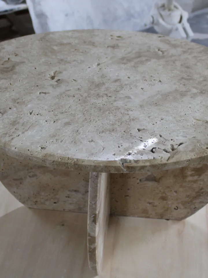 Travertine coffee table is real travertine, it is handmade, including its custom-made legs. Italy Model Italian Model natural stone