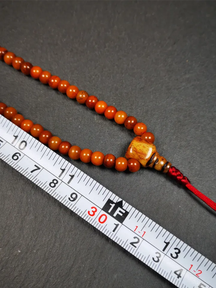 Gandhanra Old Tibetan 108 Yak Bone Mala,Small Size Prayer Beads Necklace,Rosary Beads for Meditation,Diameter 0.24", Circumference 24"