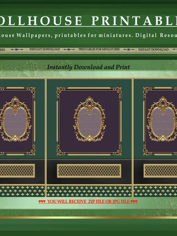 Wallpapers- Set 18-v1 | Printables for Dollhouses and Unique Miniature Projects | Digital Downloads | in Scale 1/12th