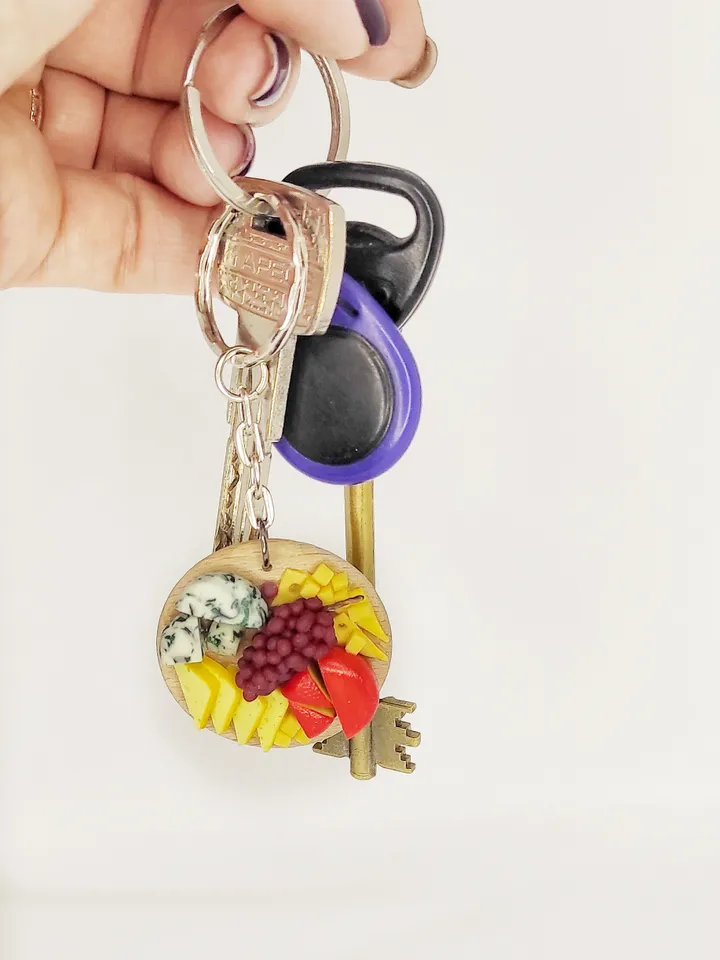 keychain with decor, gift for him, gift for her, gift idea, keychain with cheese, keyrings with decor, bag decor