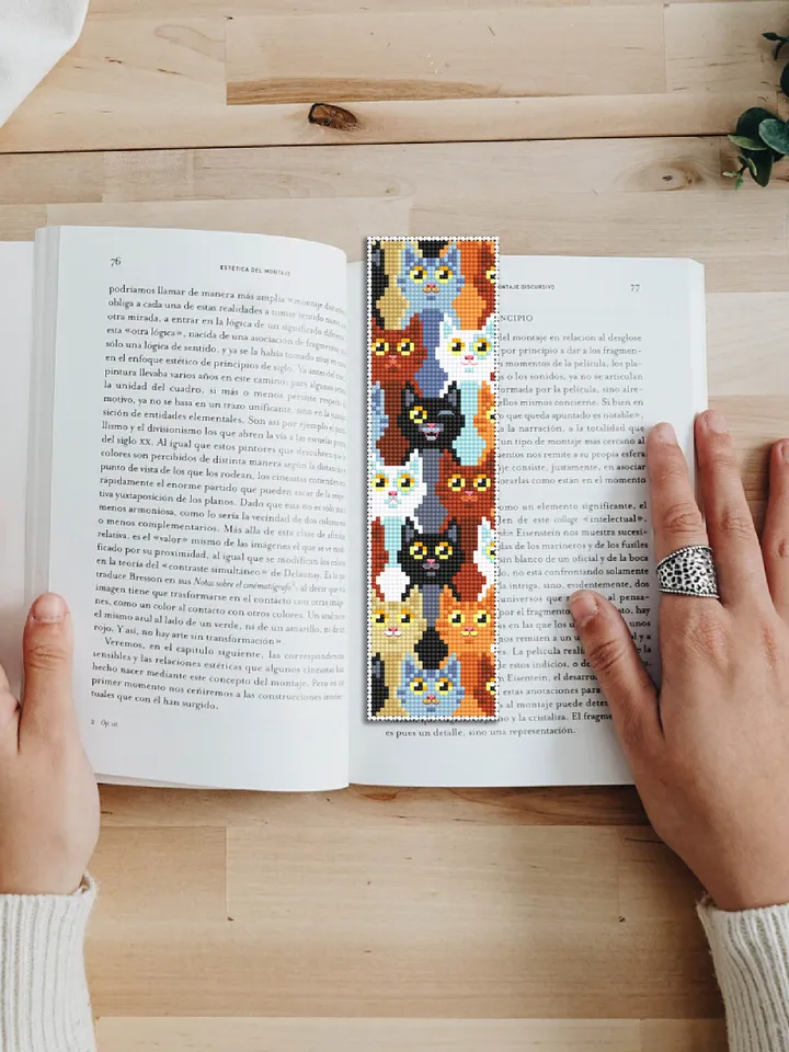 Cat bookmark cross stitch pattern PDF download Funny cats cross stitch chart, Modern handmade bookmark digital PDF, Cat lover gift #B199