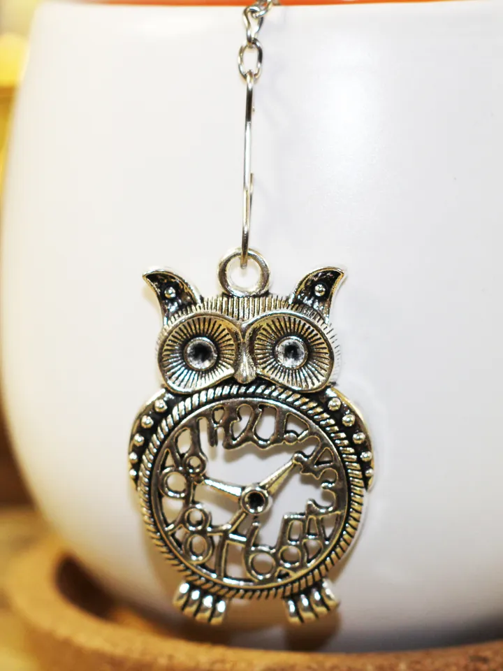 Owl tea ball infuser for herbal tea, Tea infuser charm owl, Tea Strainer owl pendant, loose leaf tea lover gift