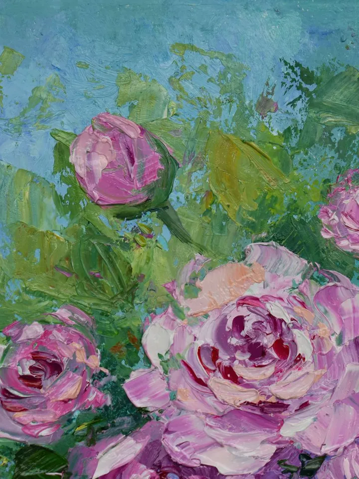 Peony oil painting Flower artwork Pink Peones wall art Froral Original Art by Juliya JC
