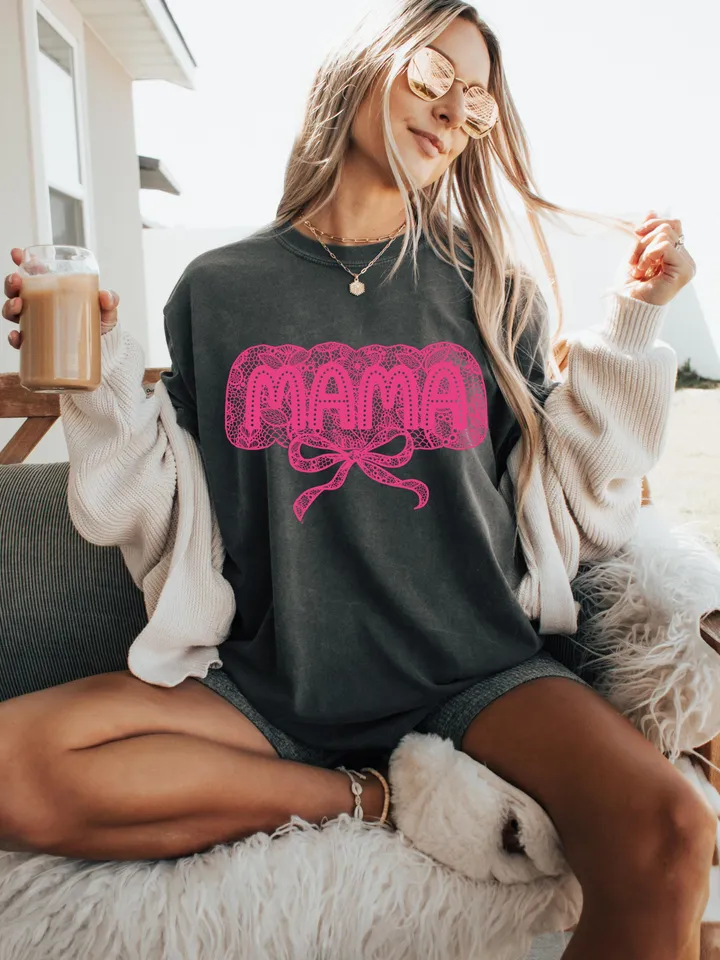 Lace Mama Coquette Png, Mama Png, Floral Mama Chinoiserie Png, Mama Varsity Png, Mothers Day Png, Gift for Mom, Lace Coquette Bow Png