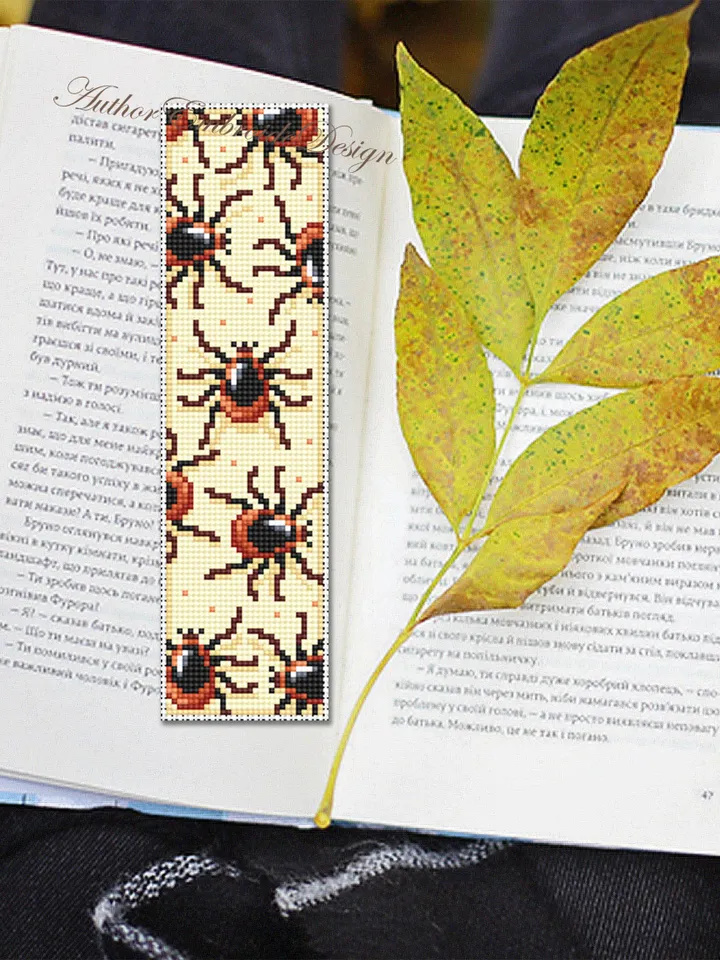 Bookmark cross stitch pattern PDF download Small insect cross stitch chart, Spider bookmark pattern digital PDF, Mite, Book lover gift #B281