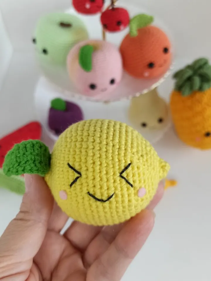 Set crochet fruit (11 pcs), pretend to play food, kawaii fruit,Montessori toy,