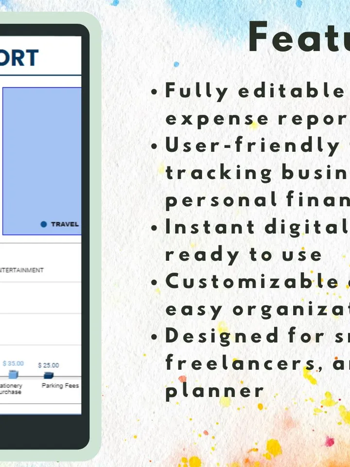 Expense Report Template | Editable, Easy-to-Use Google Sheets | Digital Download for Small Business, Freelancers, and Event Planners