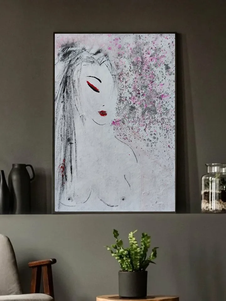 Naked woman painting Original art Wabisabi interior