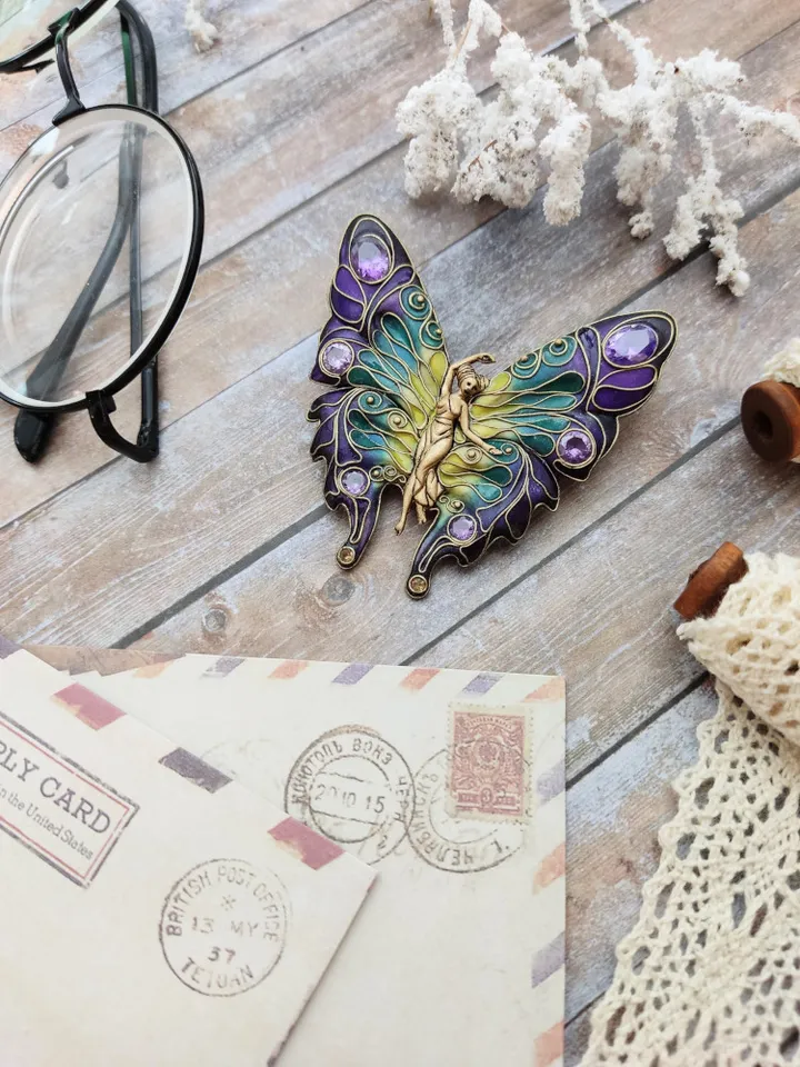 Vintage Butterfly, Wing Brooches, Fairy Butterfly, Brooch Amethyst, Jewelry butterfy