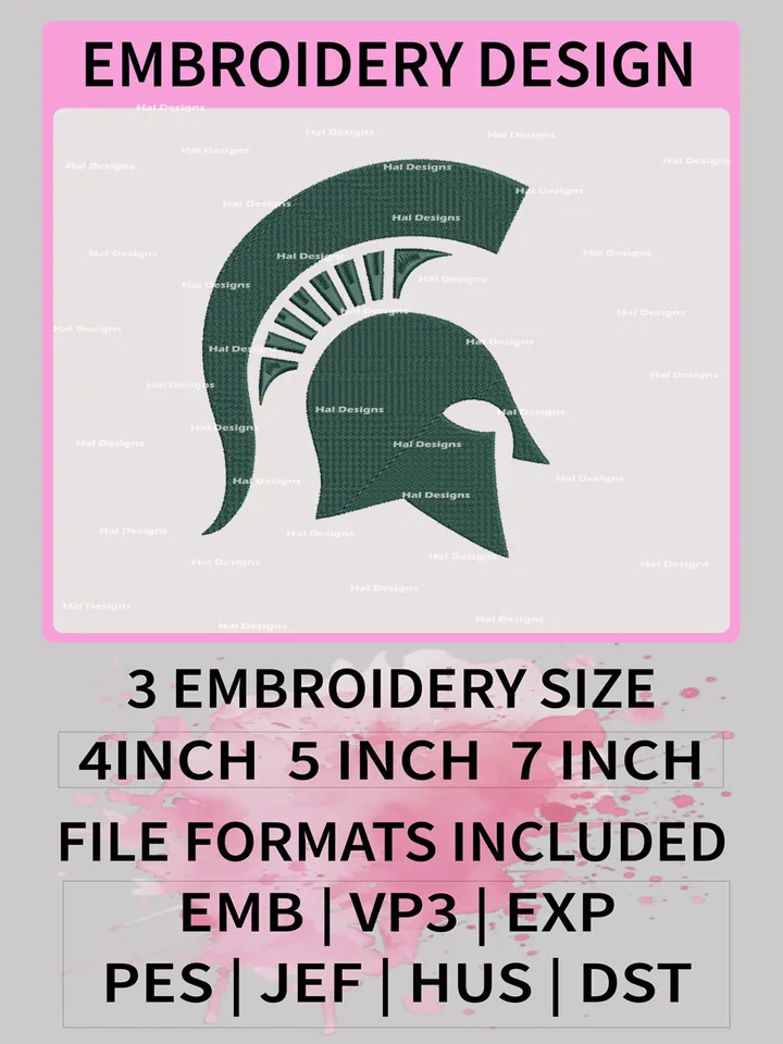 NCAA Michigan State Spartans Embroidery File, 3 Sizes, 6 Formats, NCAA Machine Embroidery Design, NCAA Logo, NCAA Teams