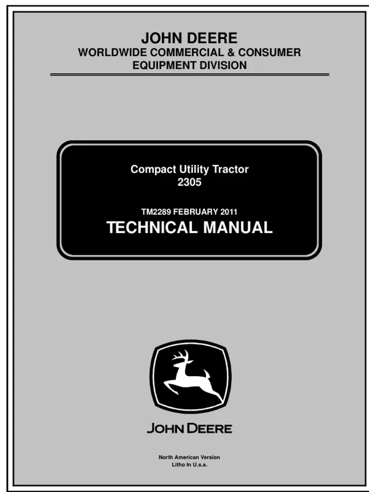 John Deere 2305 Compact Tractors Service Repair Manual TM2289