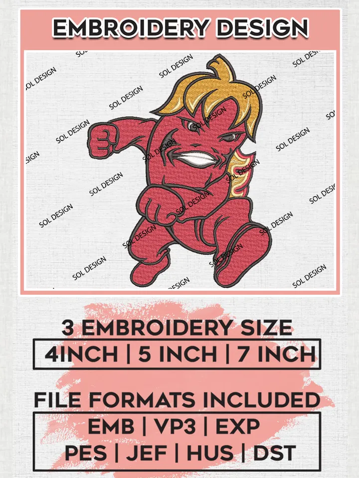 NCAA Louisiana Ragin Cajuns Team Funny Mascot Logo Embroidery Design Files, NCAA Louisiana Ragin Cajuns Machine Embroidery, NCAA Teams, Game Day, 3 sizes, NCAA Machine embroidery designs, Digital Download