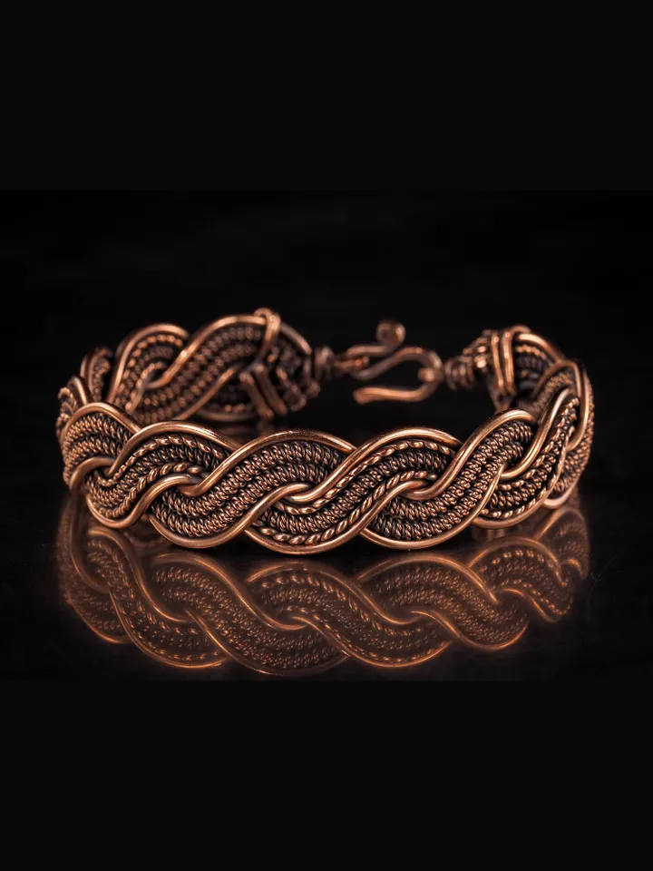 Woven copper wire bracelet Antique style handcrafted copper jewelry Unique gift