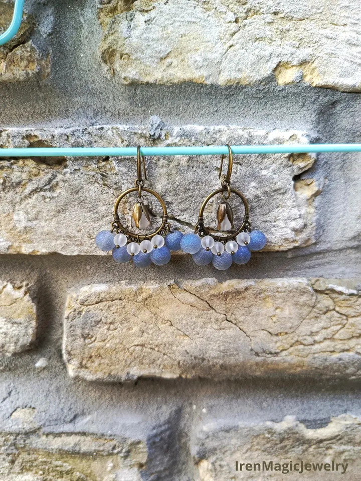 Elegant earrings with matte glass beads