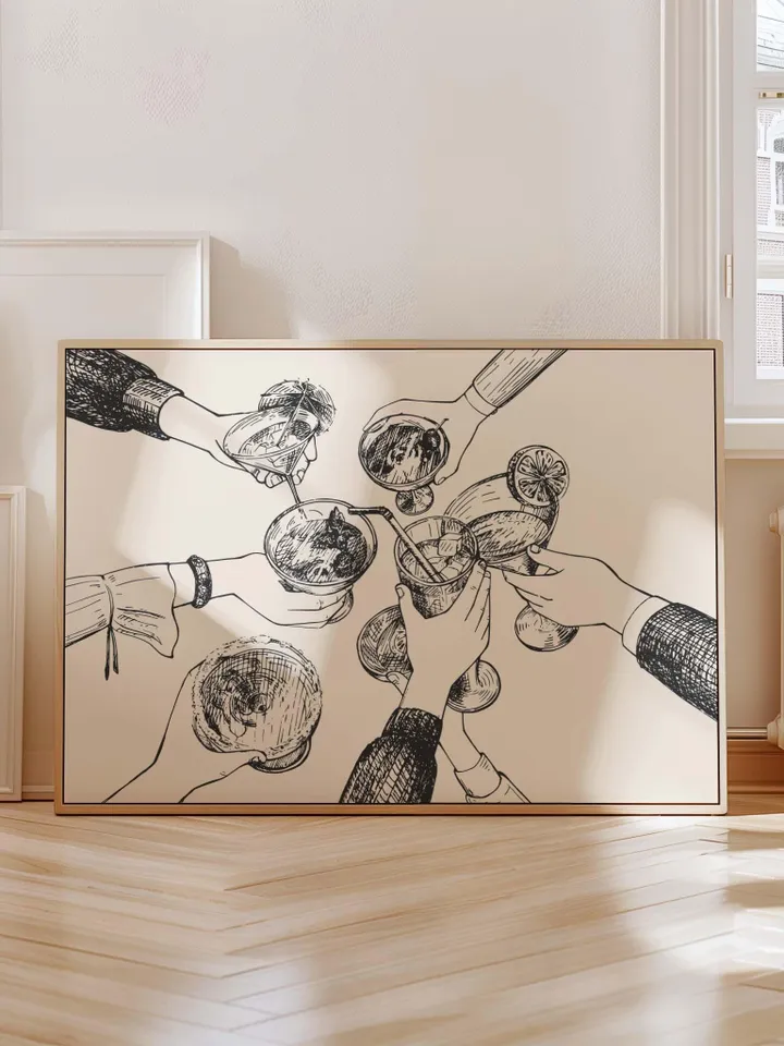 Bar Cart Wall Decor Cheers Print Bar Cart Art Deco Artwork Printable Wall Art Digital Download Poster Trendy Kitchen Cin Cin Print