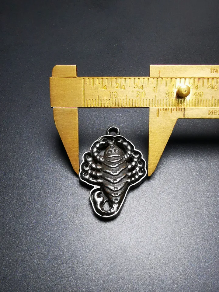 Gandhanra Handmade Tibetan Amulet,Scorpion Guru of Padmasambhava, Scorpion Totem, Buddhist Tailsman,Made of Thokcha,Inlaid With Silver
