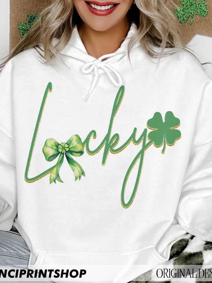 Lucky St Patricks Day Coquette Png, St Patricks day png, Lucky png, St Patrick Bow Png, Shamrock png, Girl St Patricks png, Sublimation png