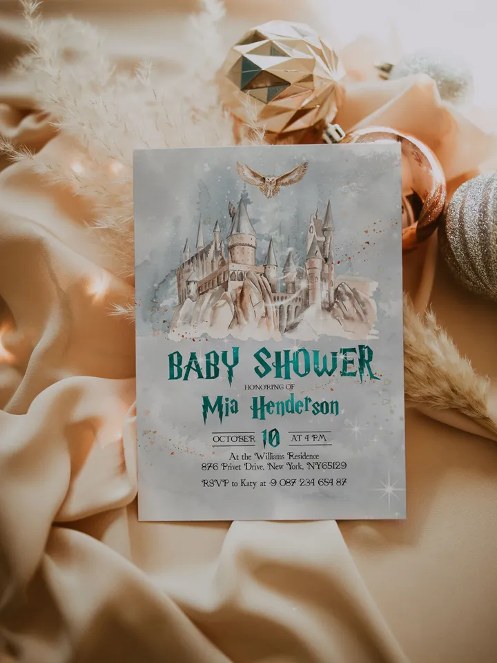 Christmas Magic School Baby Shower Invitation; Editable Winter Wizard Baby Shower invitation; Magic School Baby Shower Printable Invitation