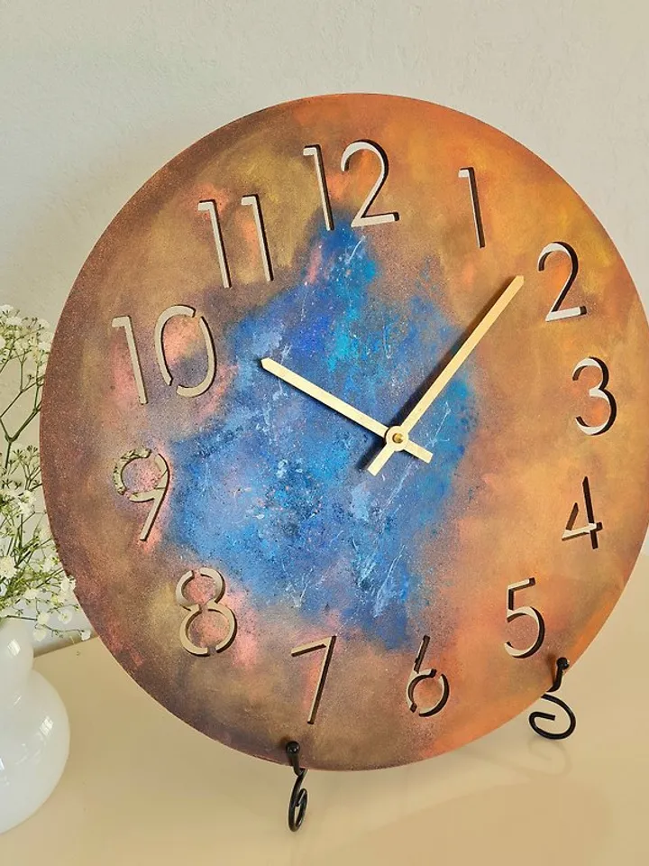 Unique art wall clock Large retro style clock Handmade wall clock Silent clock