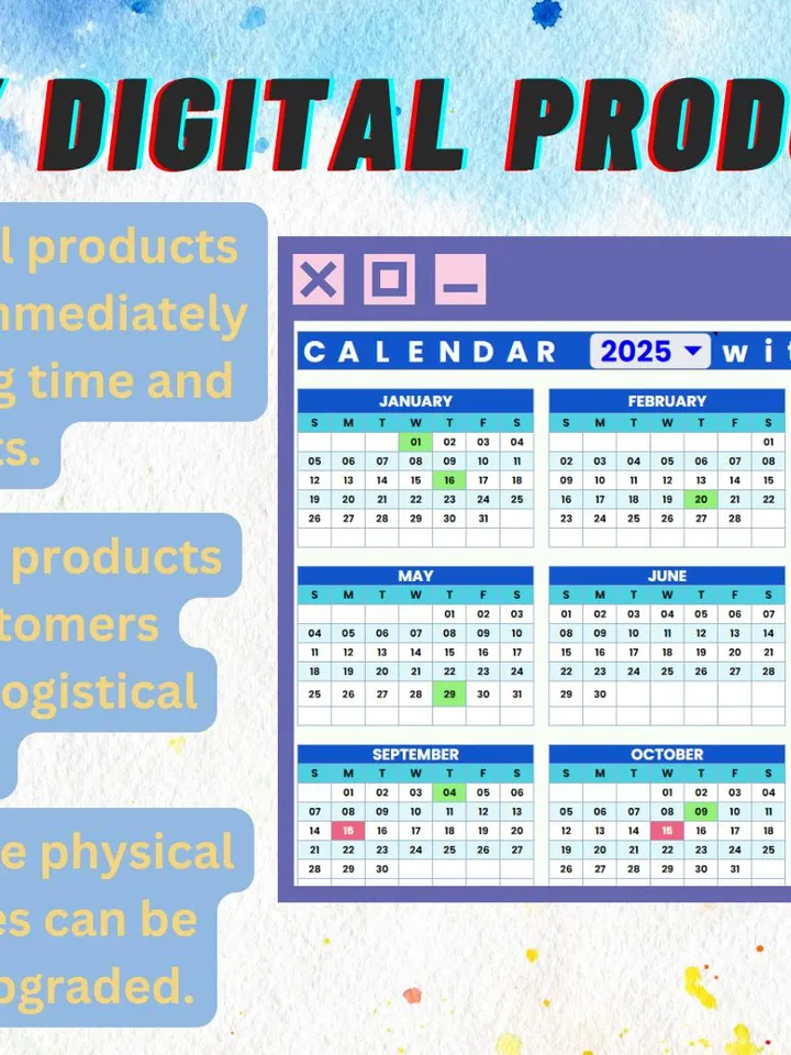 2024-25 Calendar Template with Holidays | Printable & Editable Google Sheets Calendar |Monthly Yearly Planner | Customizable Holiday Planner