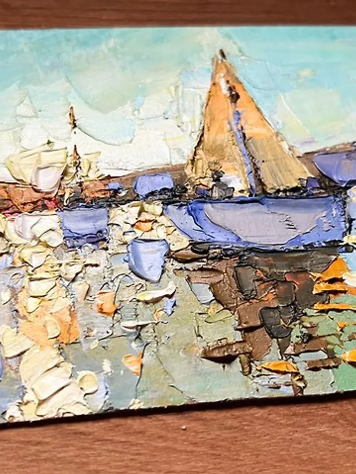 Boat Painting Seascapes Oil Painting Small Art Landscape