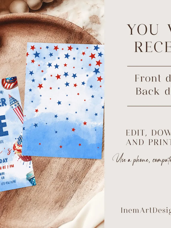 Firecracker birthday invitation, Our little firecracker is turning one, 1st birthday boy invite, Editable template Instant download