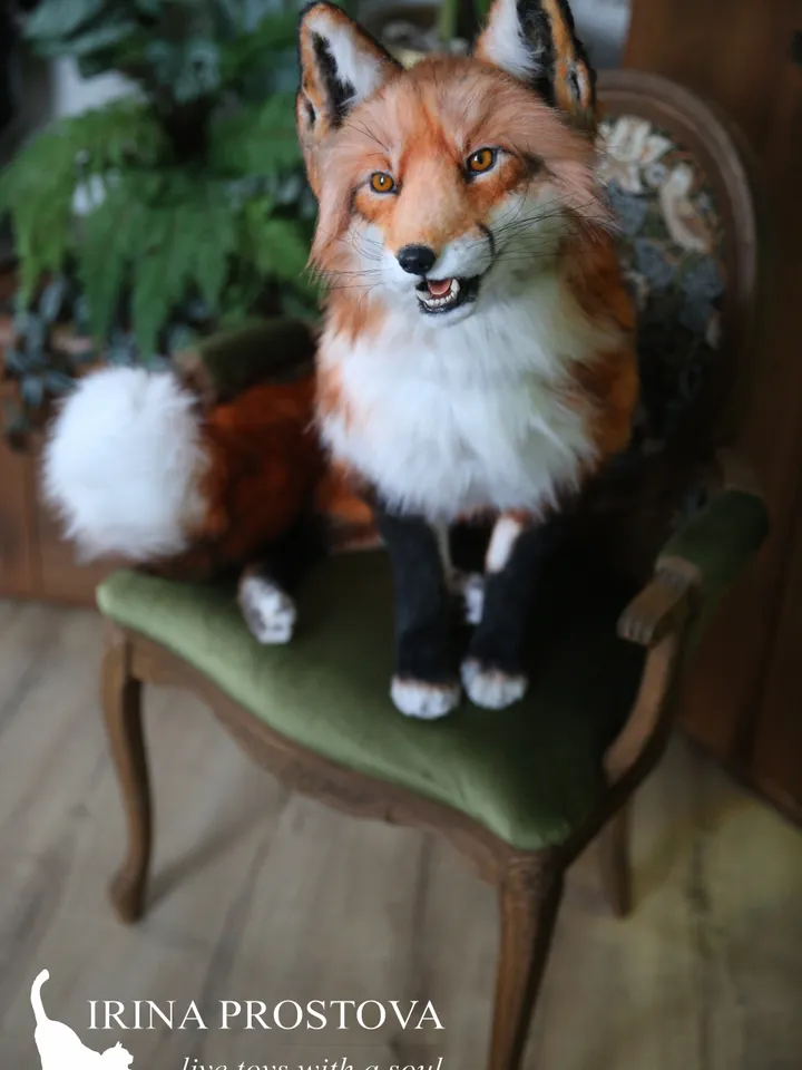 Fox Alice realistic plush toy.