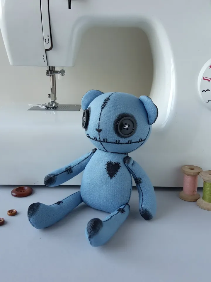 Handmade Stuffed Bear – Blue