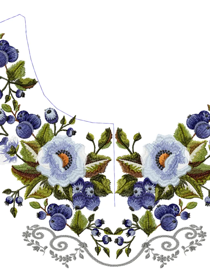 Set blue flower Machine Embroidery Design