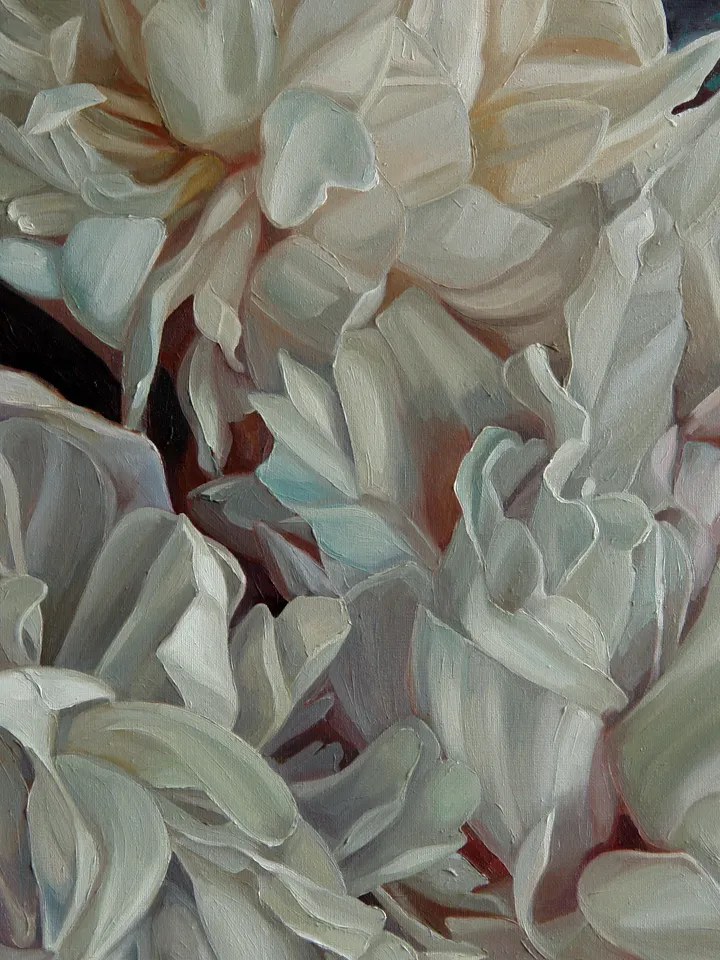 White peonies oil painting