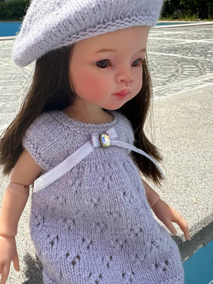 Paola Reina Doll 3 ITEMS Set: Exclusive Handmade Outfit - Dress, Beret, Shoes