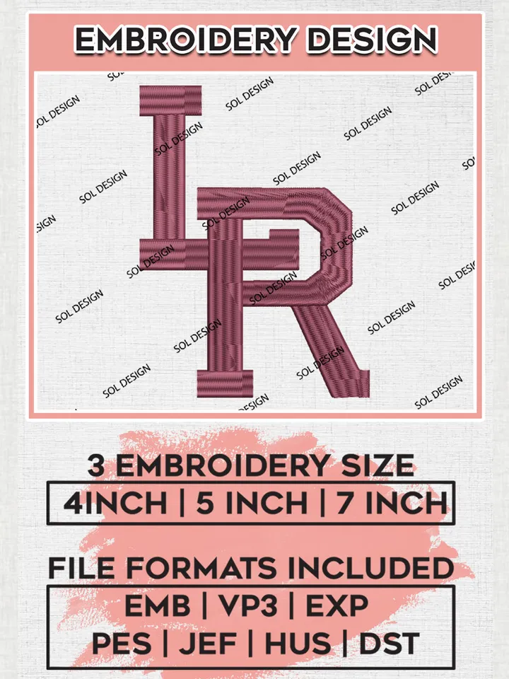 Little Rock Trojans Team Letter Logo Embroidery Design Files, NCAA Little Rock Trojans Machine Embroidery, NCAA Teams, 3 sizes, NCAA Machine embroidery designs, Digital Download