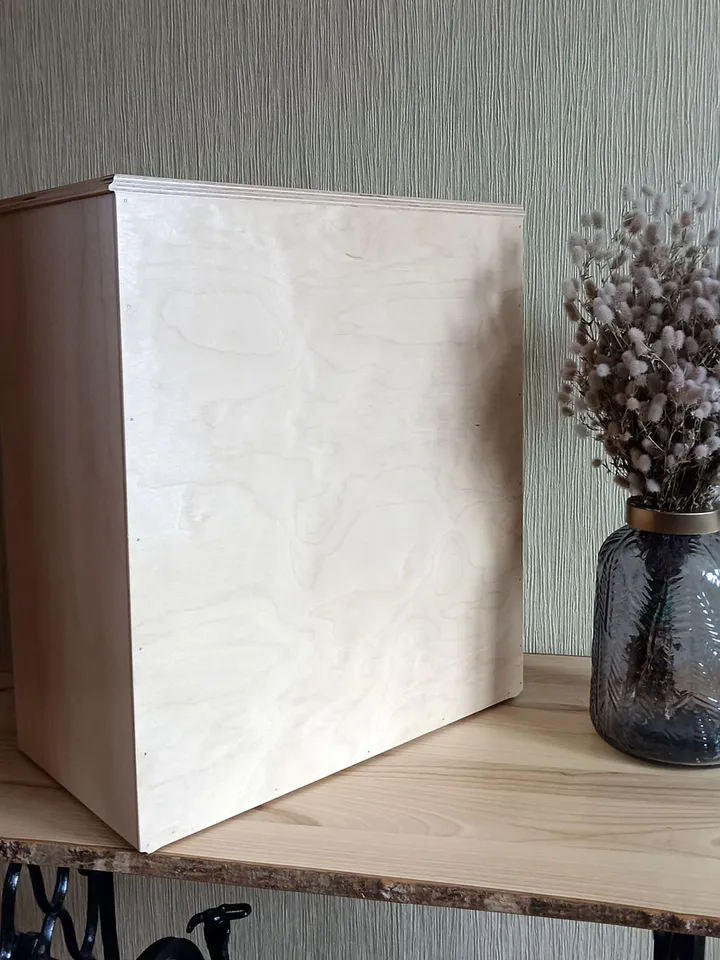 Floss storage cabinet for DMC floss bobbins and skeins, Stitching drawer box with curved faces in vintage style