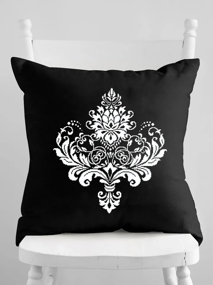 Floral damask ornament cross stitch pattern PDF download Flower mandala cross stitch chart, Damask pattern digital PDF, Floral scroll #M254
