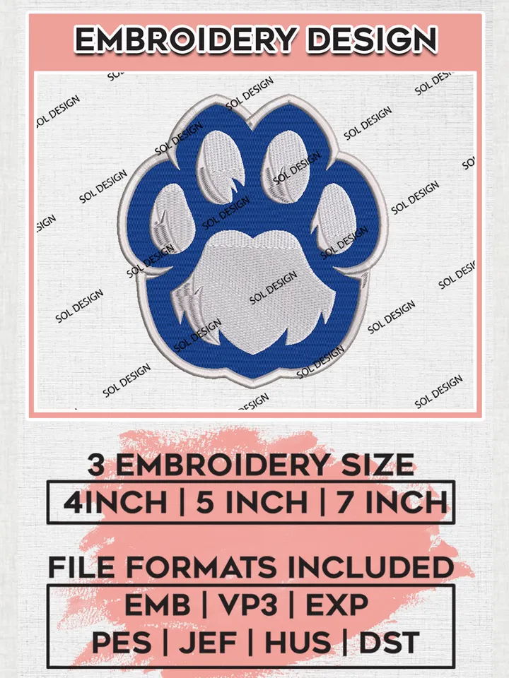 NCAA Eastern Illinois Panthers Team Footprint Logo Embroidery Design Files, NCAA Eastern Illinois Panthers Machine Embroidery, NCAA Teams, 3 sizes, NCAA Machine embroidery designs, Digital Download