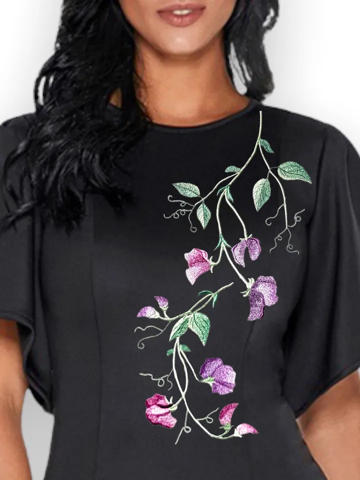 Sweet pea artistic machine embroidery design digital embroidery pattern home and clothing décor embroidery motif floral design flower embroi