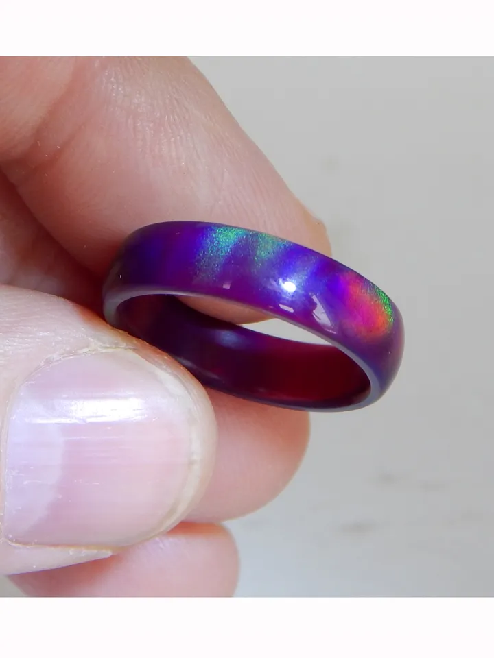 Black opal ring. Solid opal ring. Synthetic opal ring. Solid opal band.