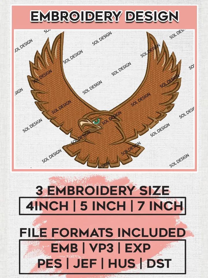NCAA Lehigh Mountain Hawks College Team Mascot Logo Embroidery Design Files, NCAA Lehigh Mountain Hawks Machine Embroidery, NCAA Teams, 3 sizes, NCAA Machine embroidery designs, Digital Download