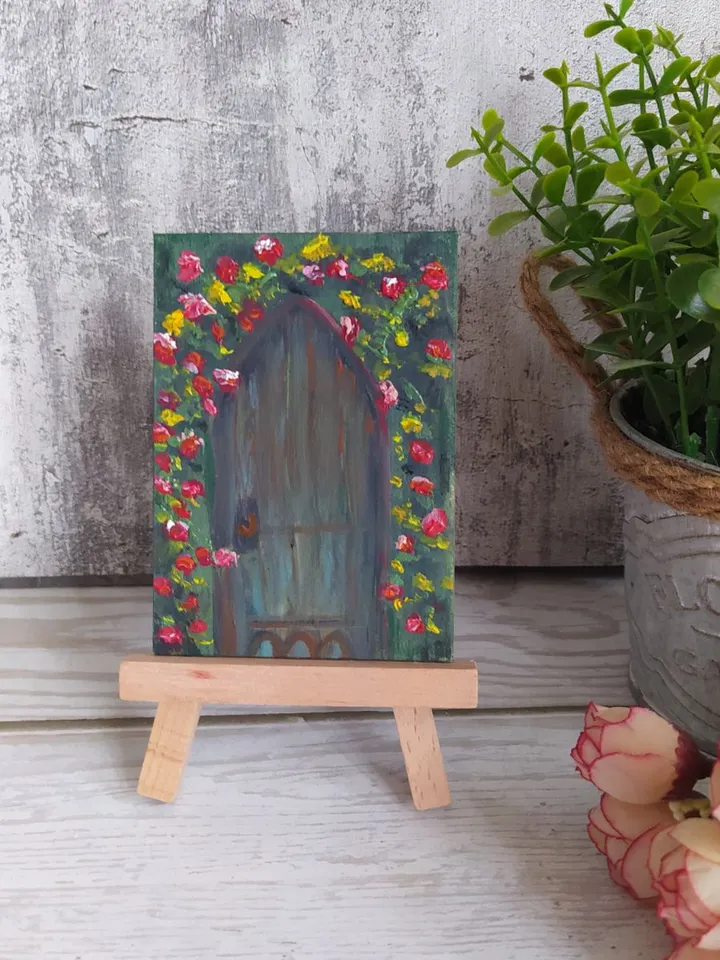 ACEO 12 , Door to the Unknown, 2.5*3.5 inches (6.5*9 cm), oil