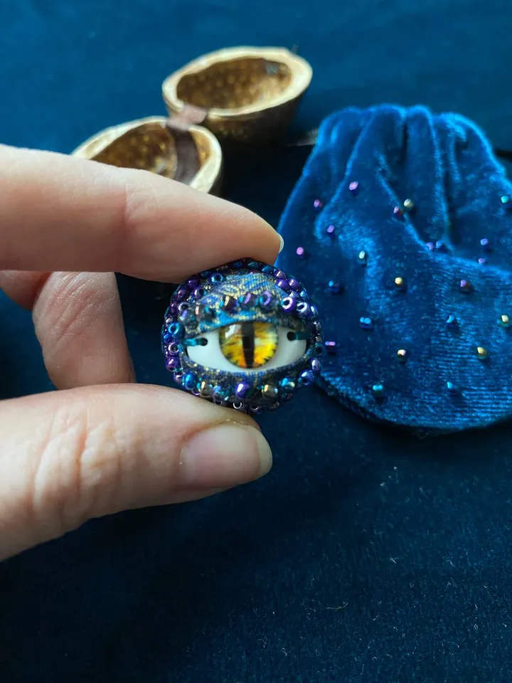 Gothic Yellow Eye Dragon Brooch, Yellow Eye Brooch