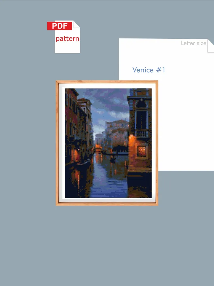 Cross stitch chart Venice #1 Embroidery PDF pattern printable