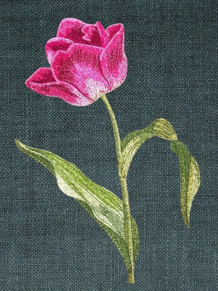 Tulip artistic machine embroidery design digital embroidery pattern home and clothing décor embroidery motif floral design flower embroidery
