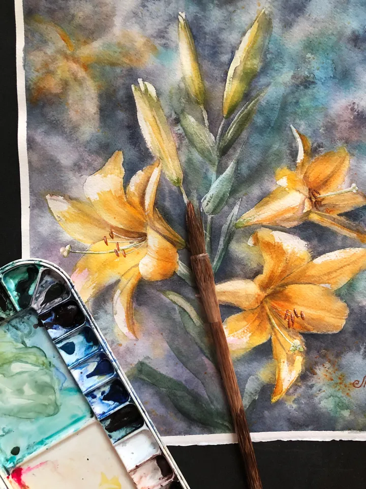 Lily Painting Flowers Original Watercolor Artwork
