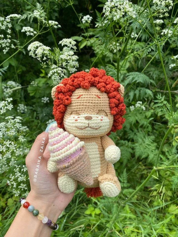 PDF Crochet Pattern Baby Lion and Ice Cream Amigurumi lion pattern Crochet ice cream Cute lion pattern Amigurumi animal Crochet animal