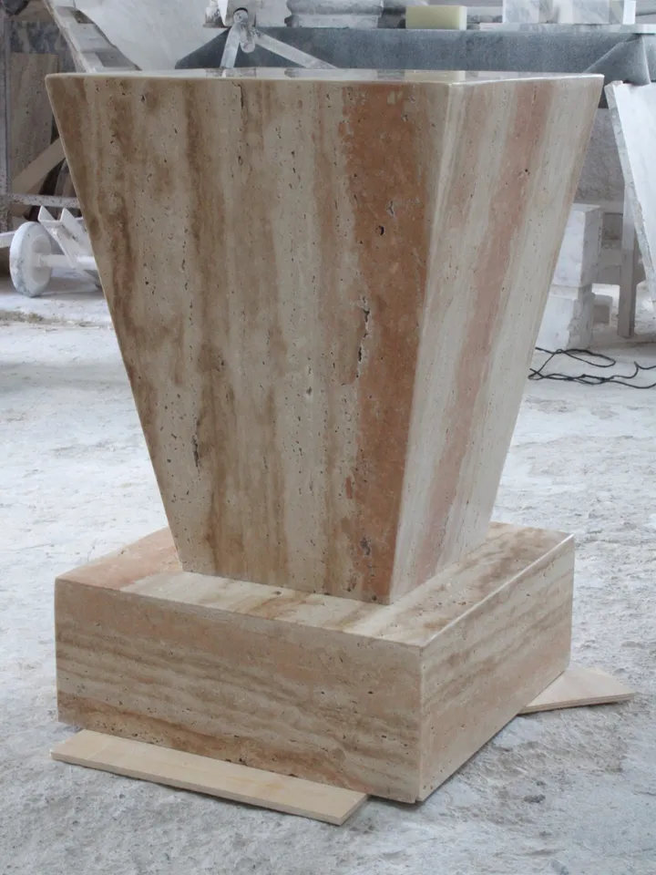 Travertine geometric cube coffee table 2 pieces, end table, side table