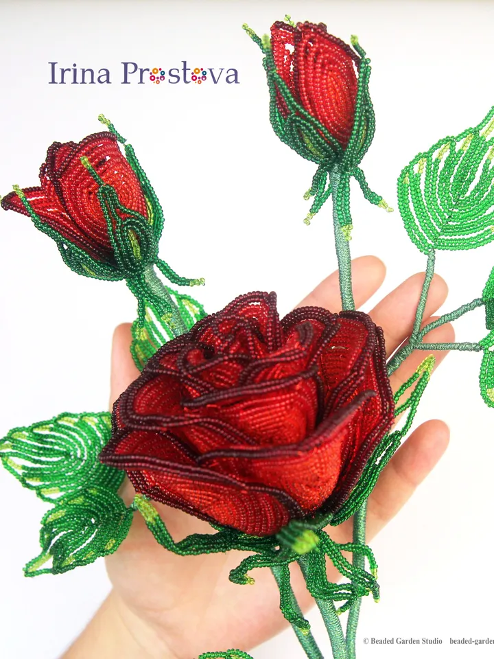 Beaded rose and Peony pattern | Beaded Flowers pattern | Seed bead patterns | Beadwork pattern